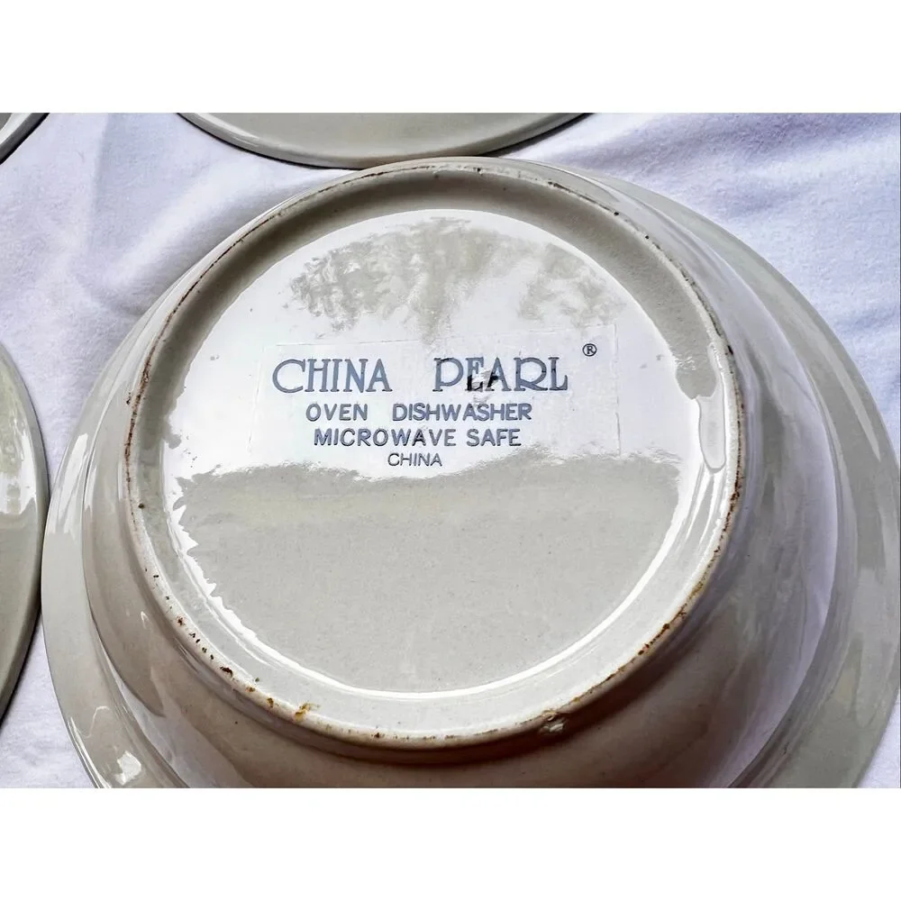 Set of 4 China Pearl Harvest Rim Soup/Cereal Bowl 7 1/8 Cottagecore, MCM Retired